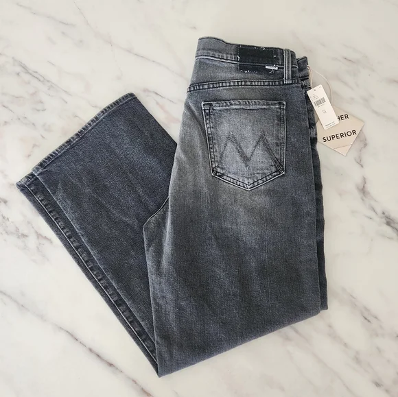 NWT Mother Superior the Rambler Zip Flood black denim jeans size 33 - Picture 2 of 12